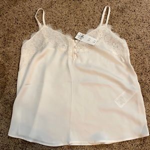 Creamy white A & F lace silk cami